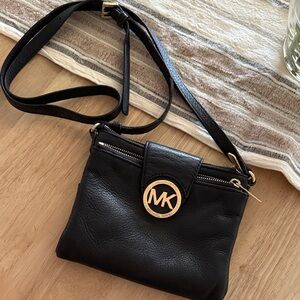 Michael Kors Black Crossbody Bag with Gold Accents